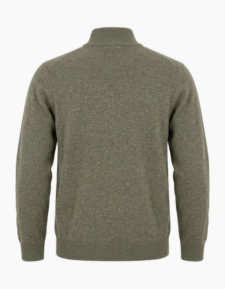 Lyle & Scott Lambswool Blend Quarter Zip Jumper Khaki Smoke Marl