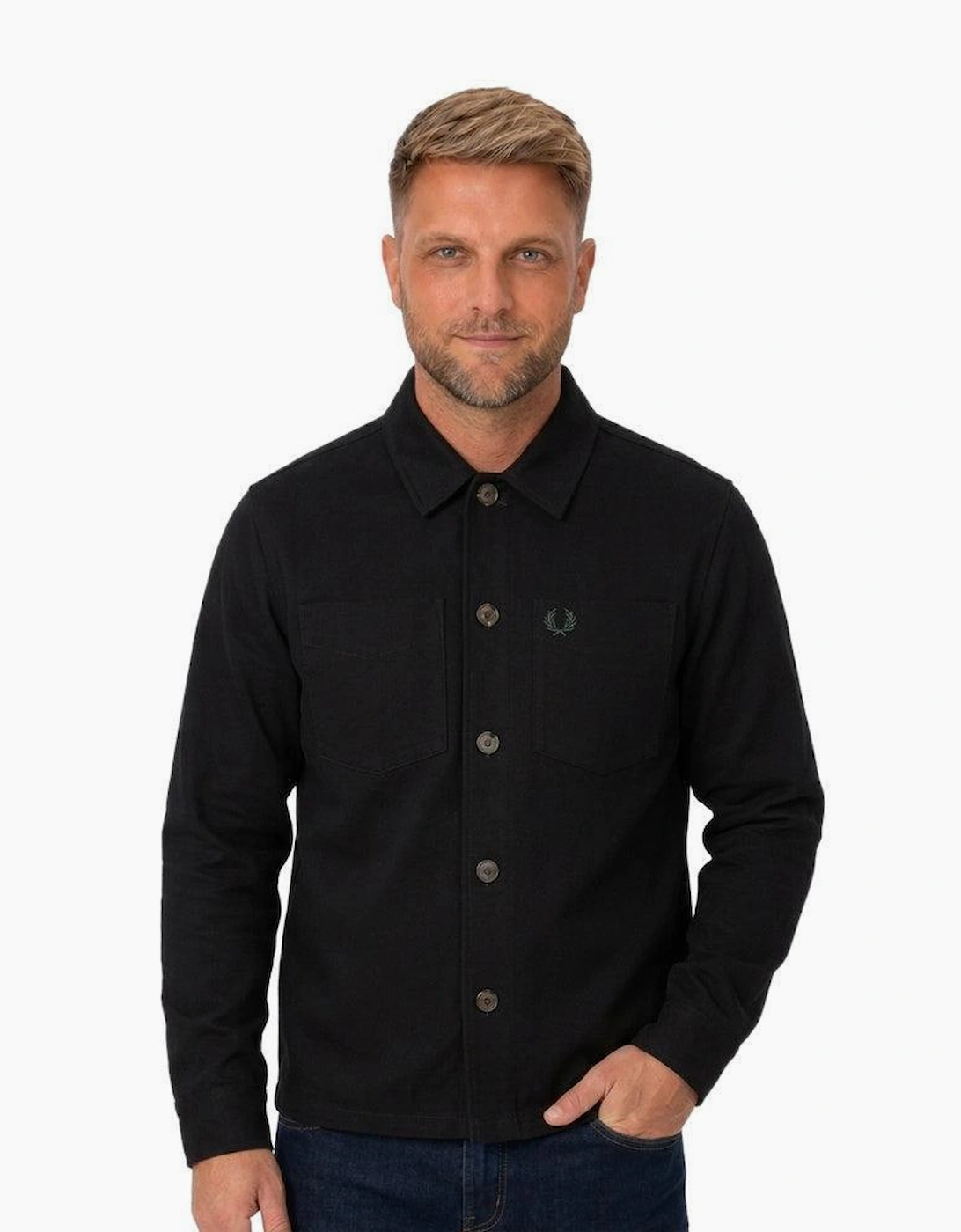 Fred Perry Brushed Twill Overshirt Black