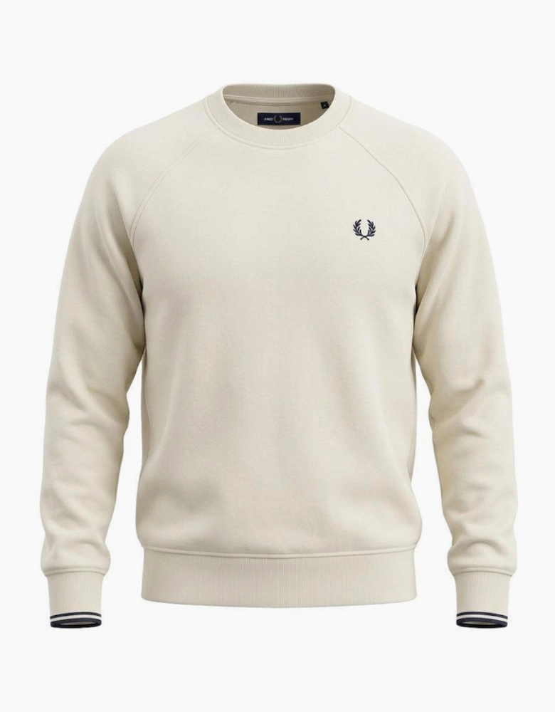 Fred Perry Tipped Crew Neck Sweatshirt Ecru