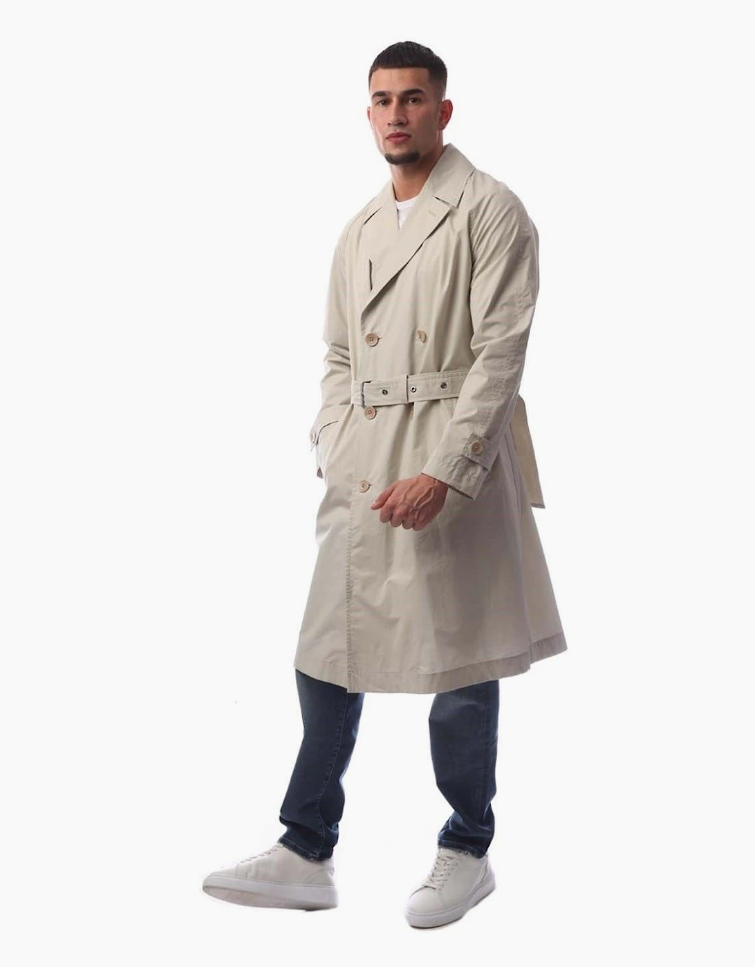 Solid Patterned Lapel Collared Trench Coat