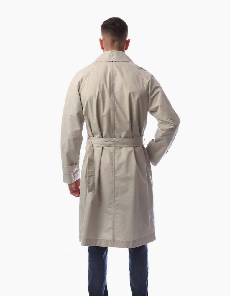 Solid Patterned Lapel Collared Trench Coat