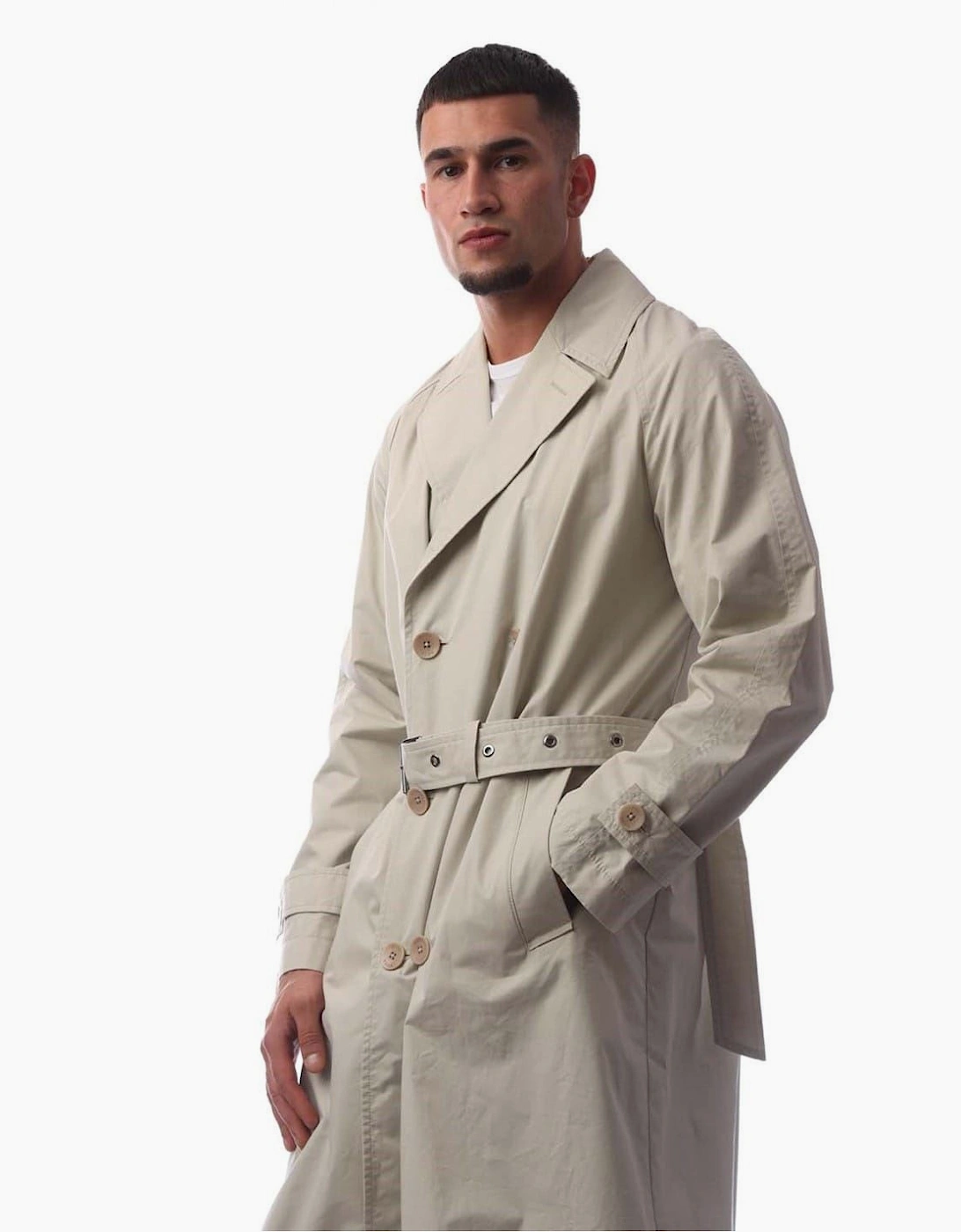 Solid Patterned Lapel Collared Trench Coat