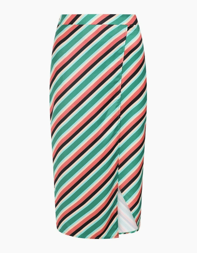 Maxi Stripe Patterned Wrap Skirt