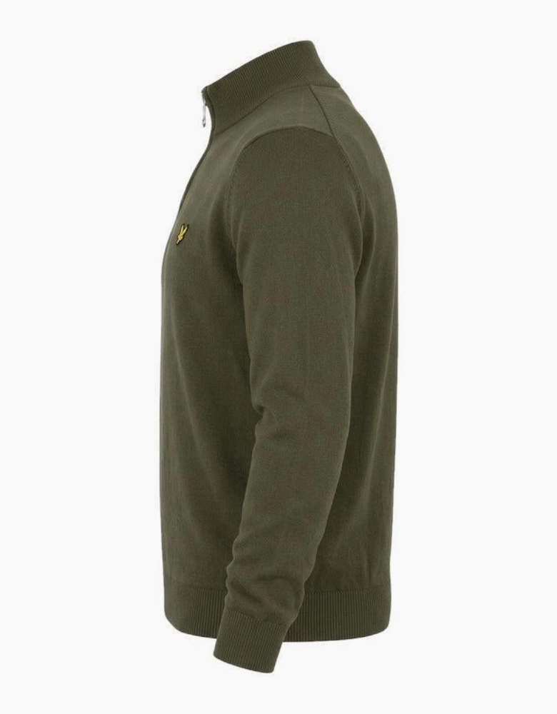 Lyle & Scott Cotton Merino Quarter Zip Jumper Khaki Ash