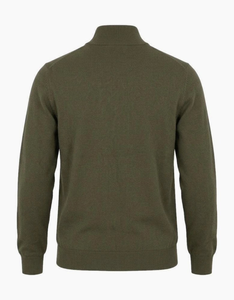 Lyle & Scott Cotton Merino Quarter Zip Jumper Khaki Ash