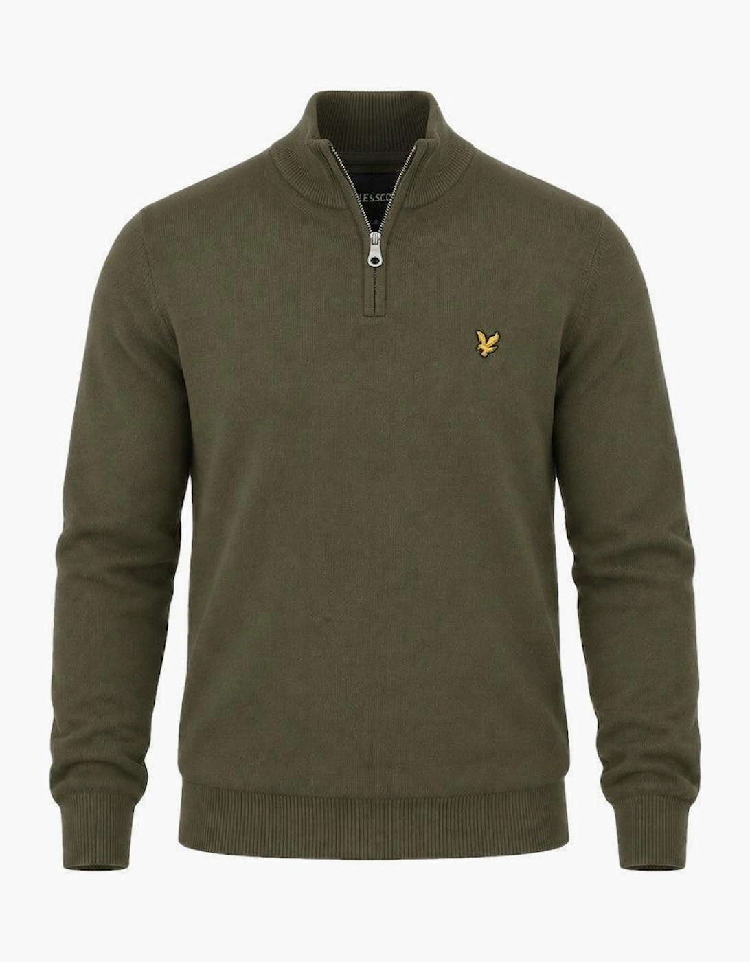 Lyle & Scott Cotton Merino Quarter Zip Jumper Khaki Ash