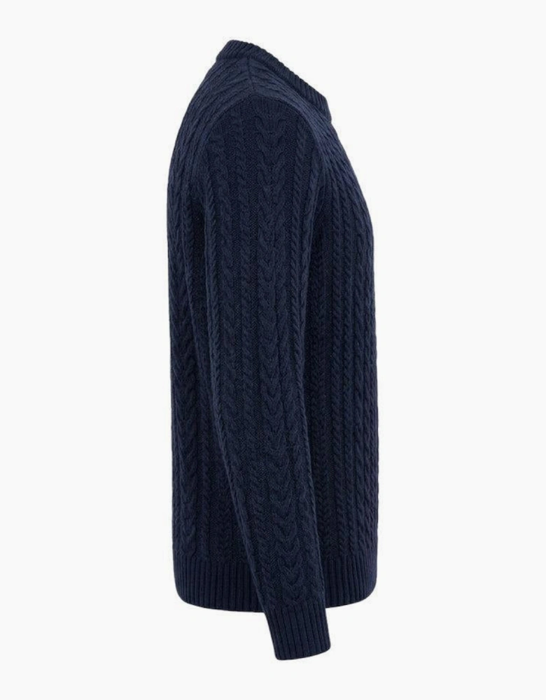 Lyle & Scott Cable Knit Crew Neck Jumper Dark Navy Marl