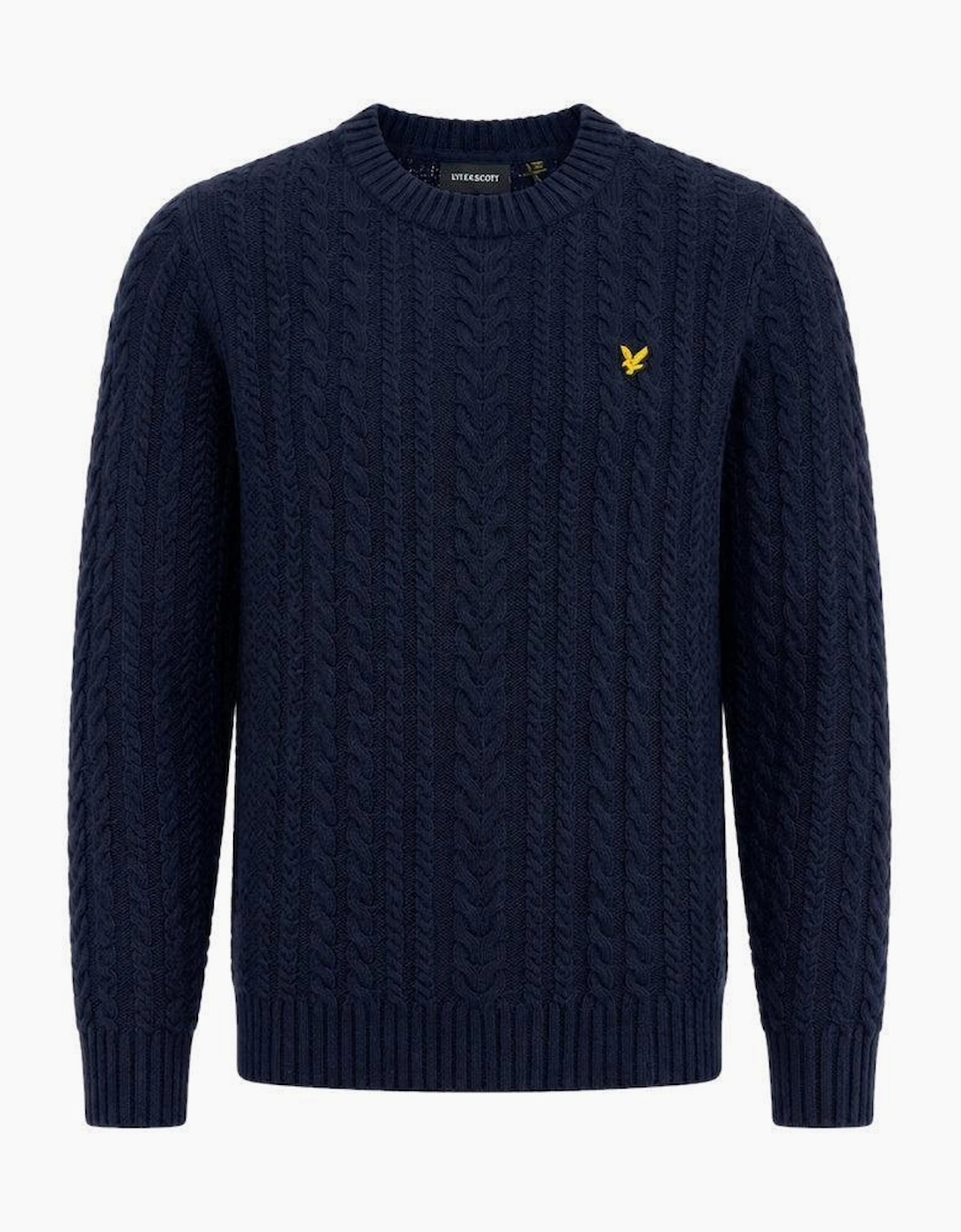 Lyle & Scott Cable Knit Crew Neck Jumper Dark Navy Marl