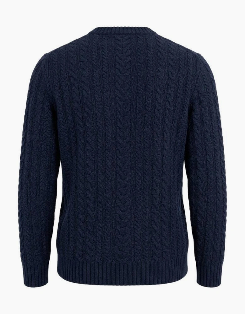 Lyle & Scott Cable Knit Crew Neck Jumper Dark Navy Marl
