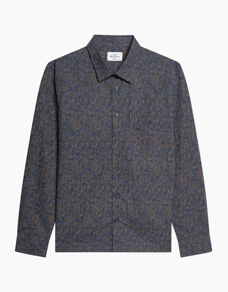 Ben Sherman Mens Paisley Print Long Sleeve Shirt