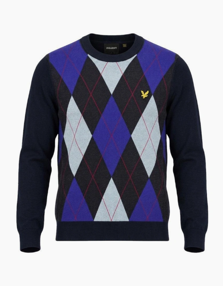 Lyle & Scott Archive Revisited Argyle Knitted Jumper Dark Navy