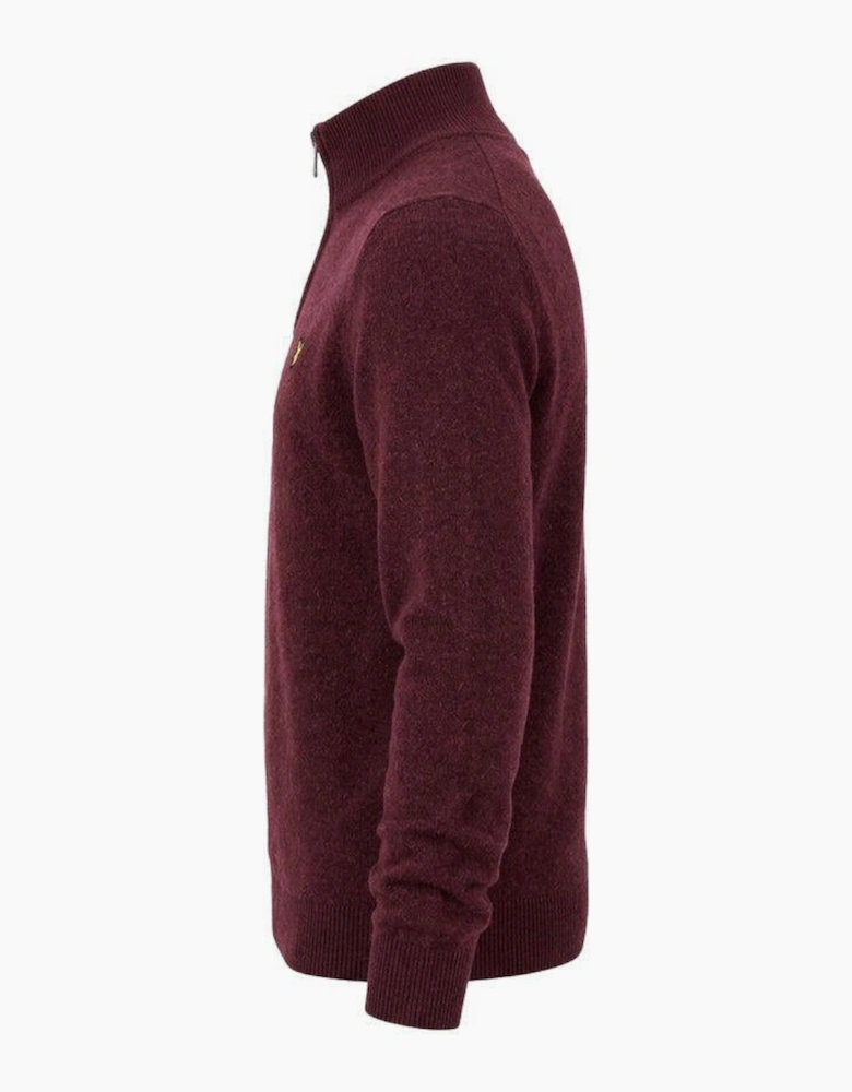 Lyle & Scott Lambswool Blend Quarter Zip Jumper Beetroot Marl