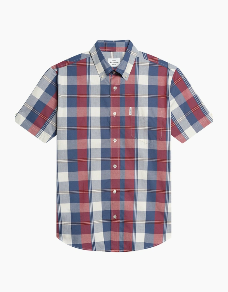 Ben Sherman Mens Gingham Overcheck Short Sleeve Shirt