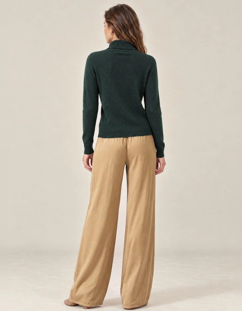 Green Floral Roll Neck Jumper