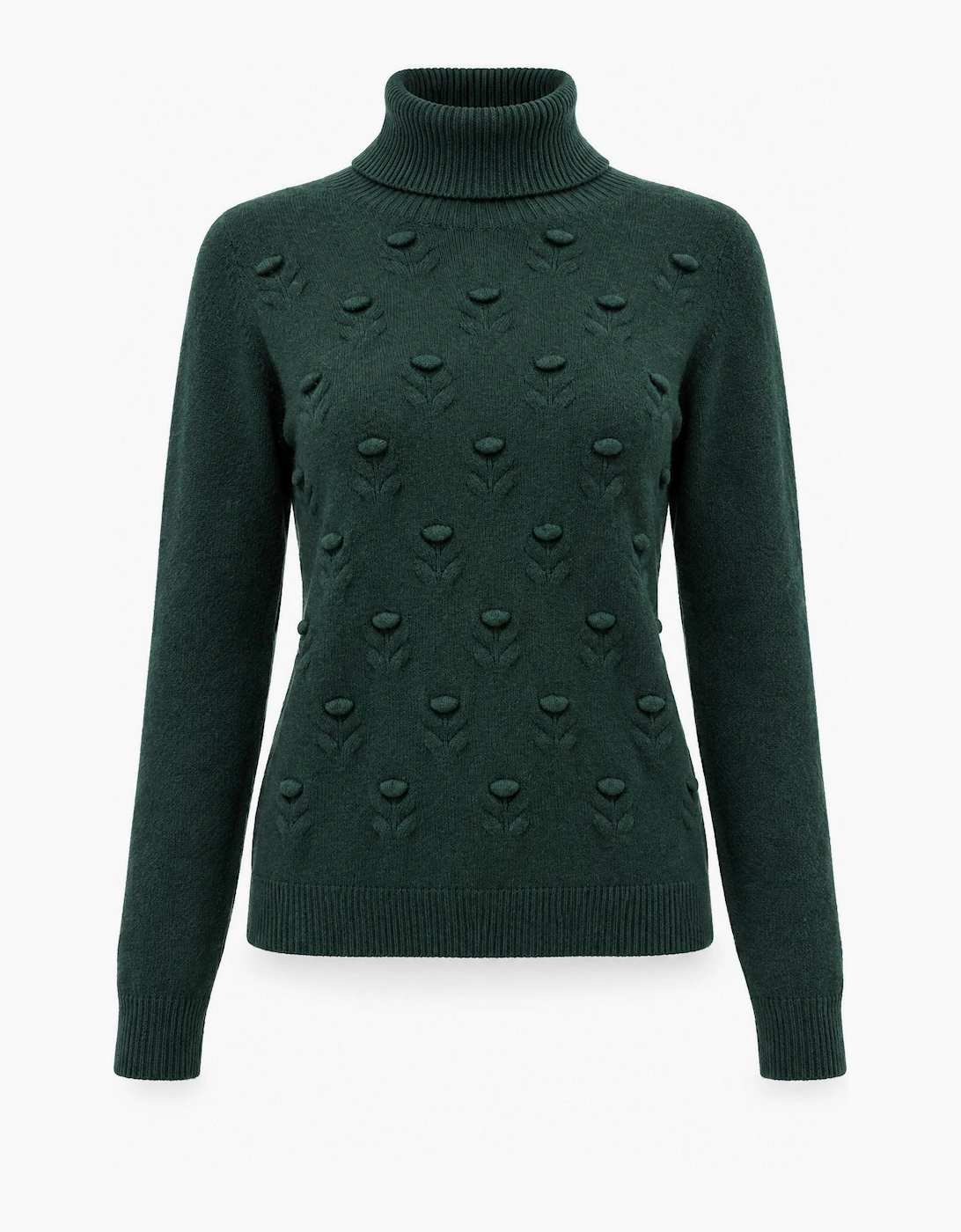 Green Floral Roll Neck Jumper