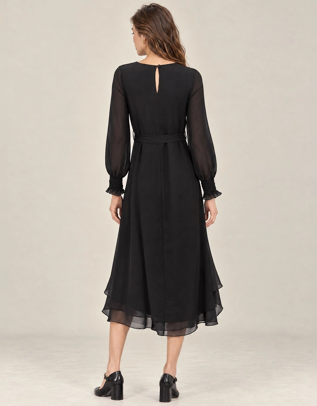 Black Belted Midi Dress