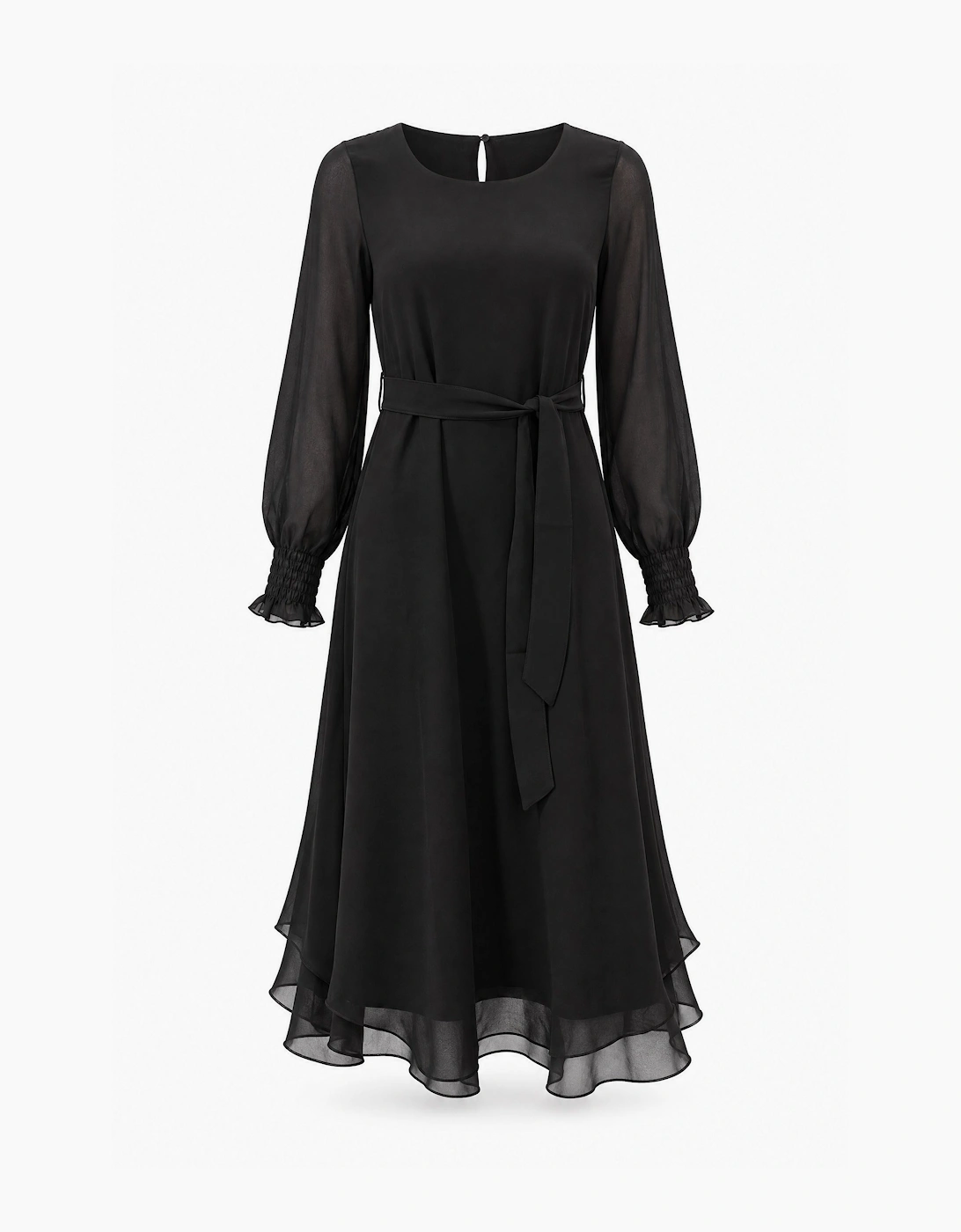 Black Belted Midi Dress