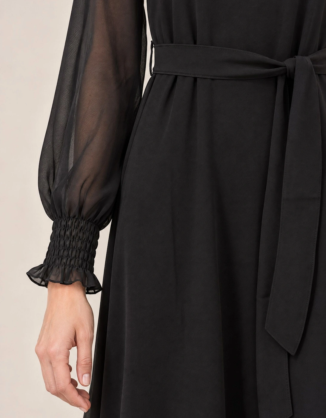 Black Belted Midi Dress