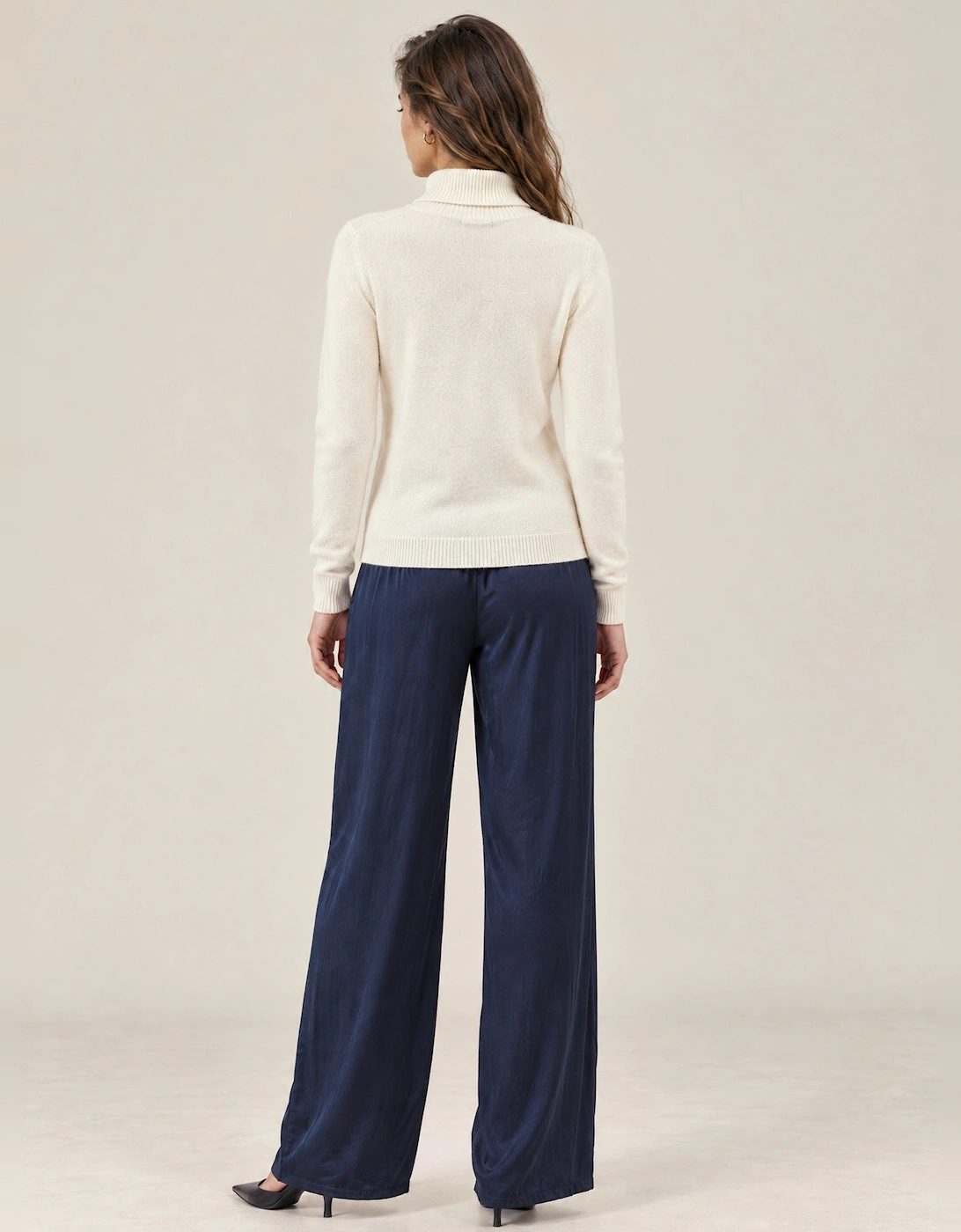 Cream Floral Roll Neck Jumper
