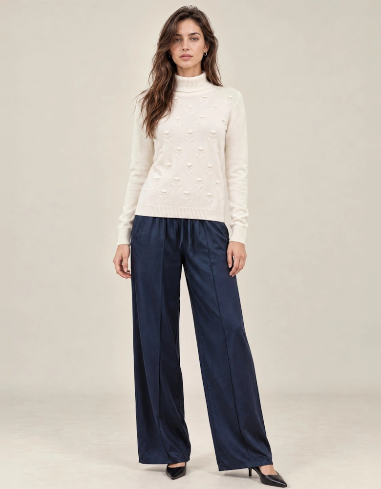 Cream Floral Roll Neck Jumper
