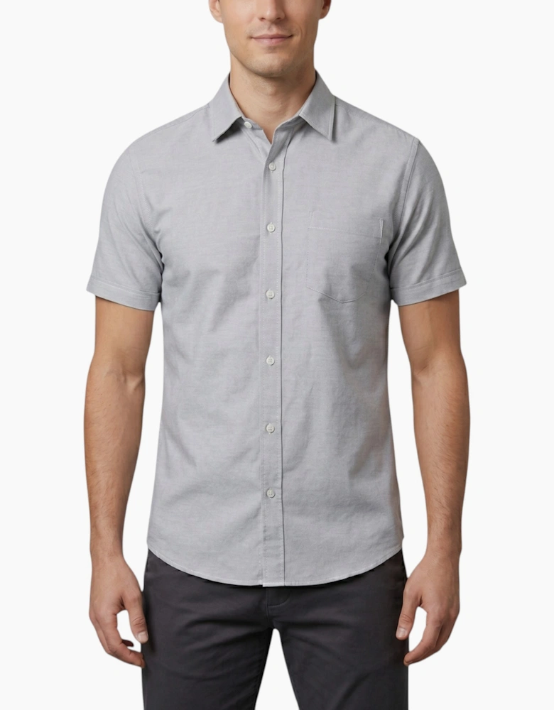 Mens Oxford Shirts Short Sleeve Plain Top Formal Shirt