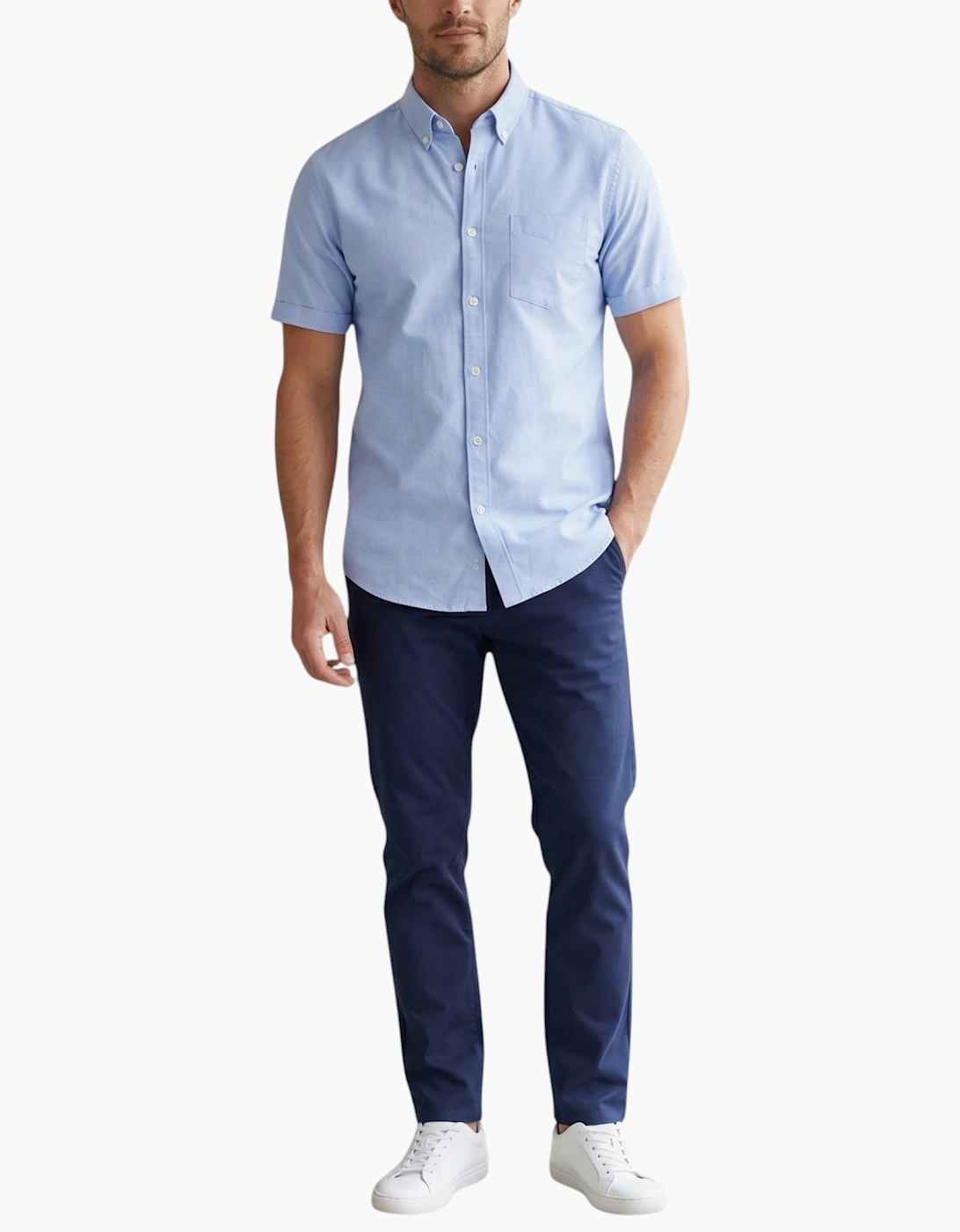Mens Oxford Shirts Short Sleeve Plain Top Formal Shirt