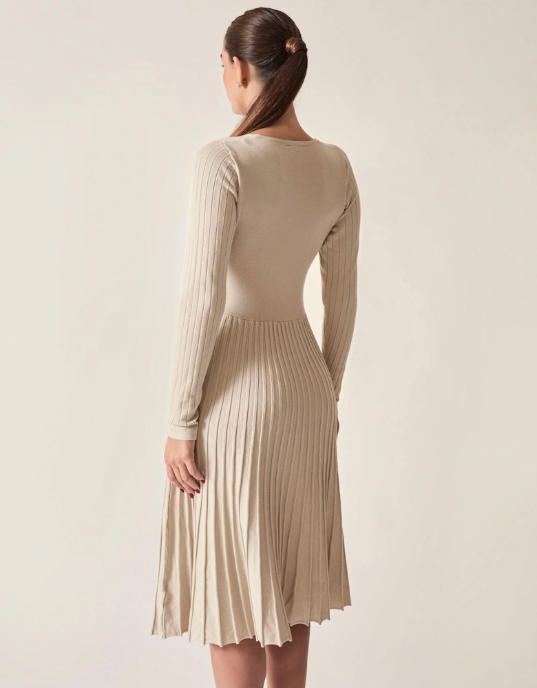 Cream Wrap Knit Dress