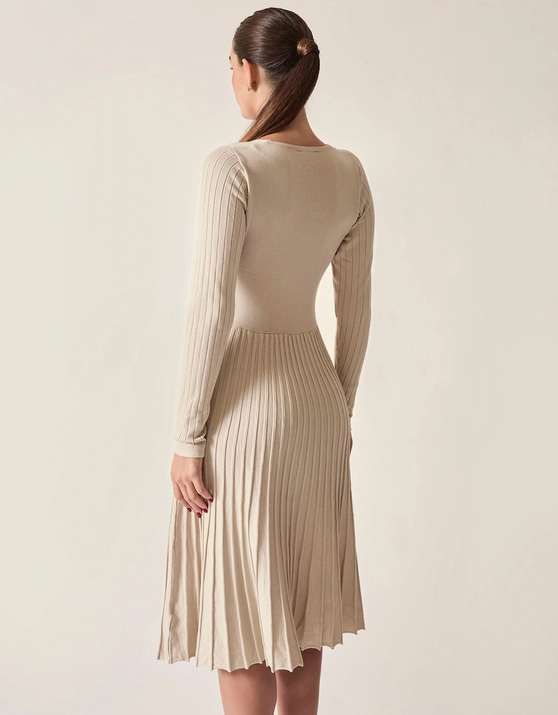 Cream Wrap Knit Dress