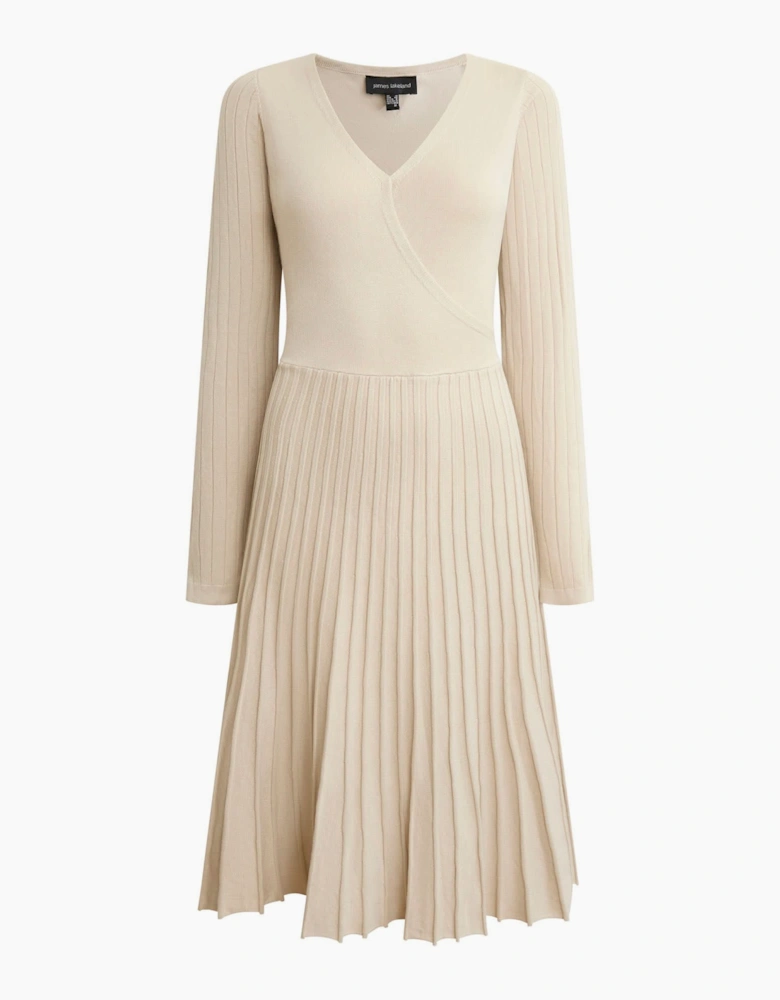 Cream Wrap Knit Dress
