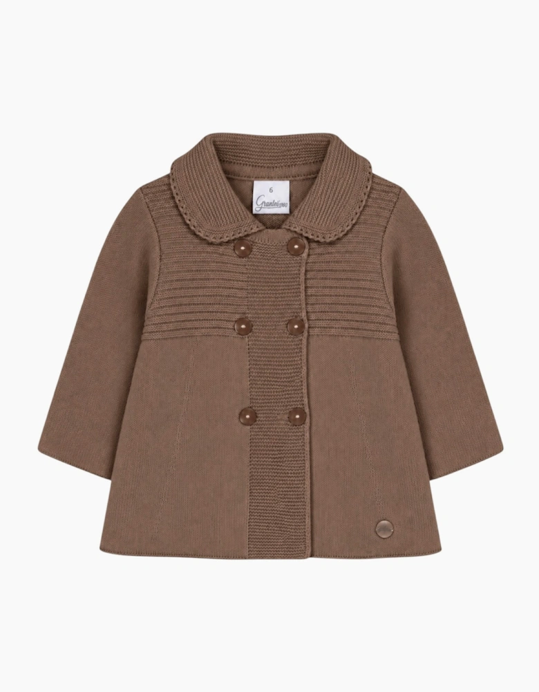 Brown Knit Long Cardigan Coat