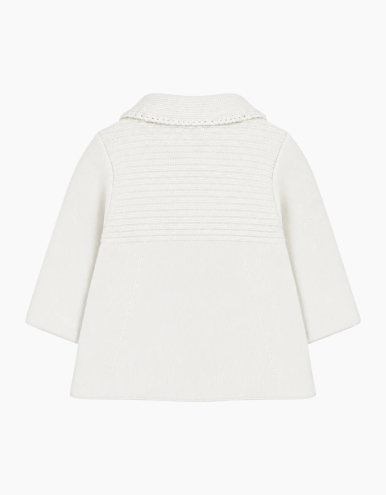 White Knit Long Cardigan Coat