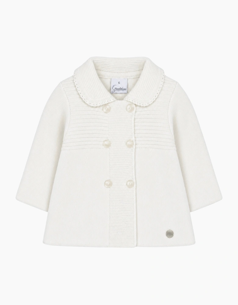 White Knit Long Cardigan Coat
