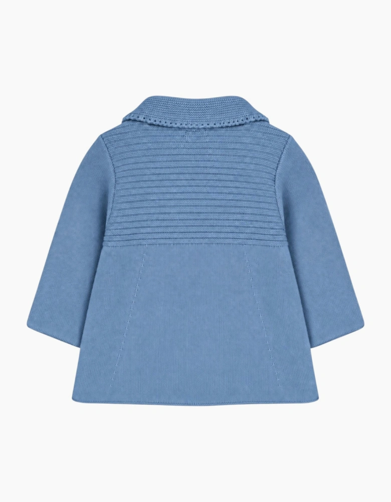 Blue Knit Long Cardigan Coat