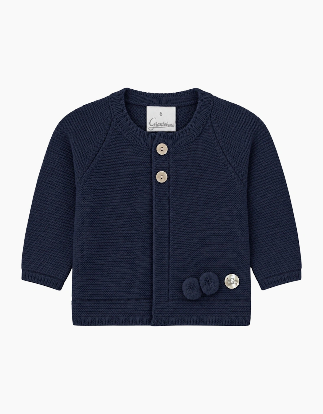 Navy Knit Pom Pom Cardigan