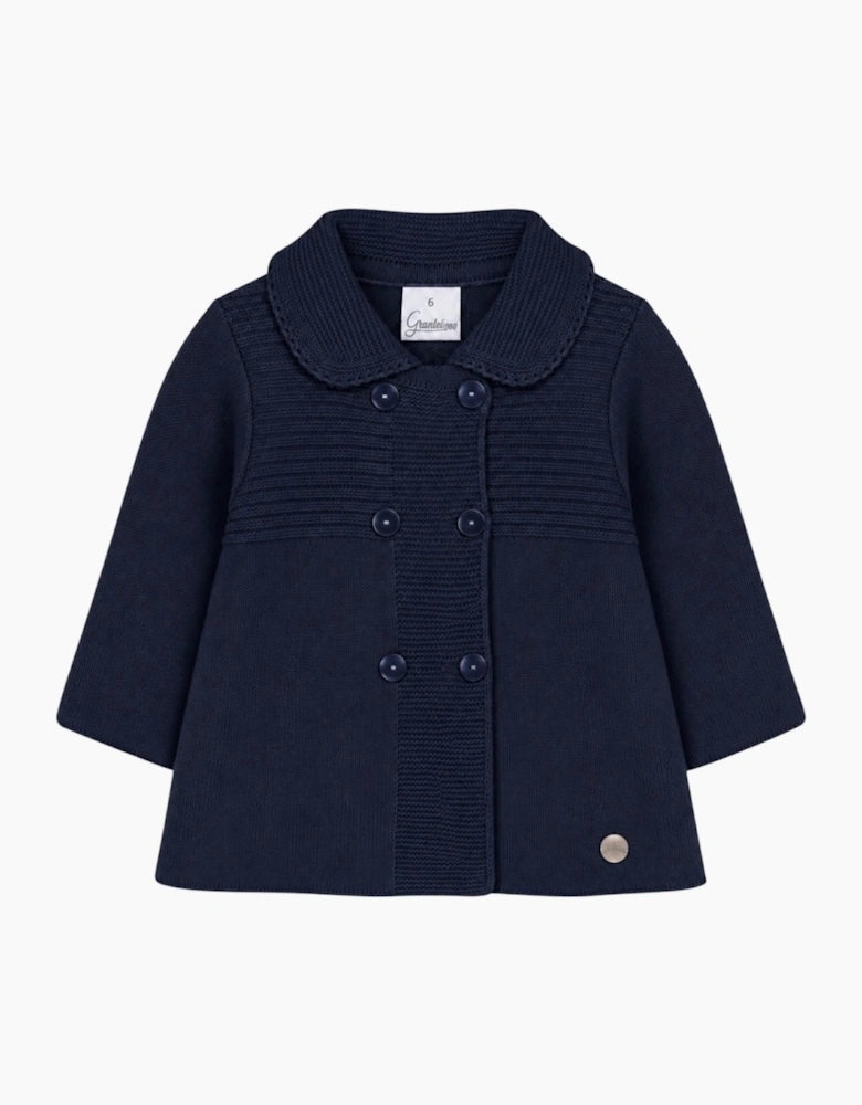Navy Knit Long Cardigan Coat