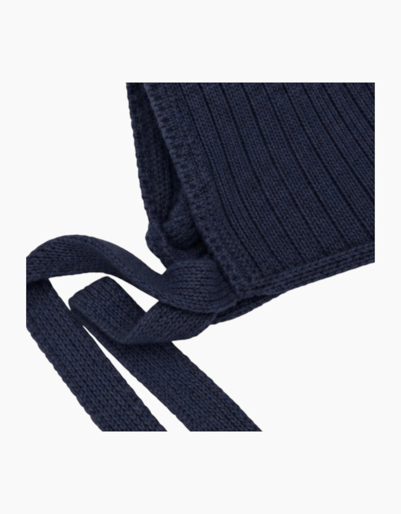 Navy Knit Tie Bonnet