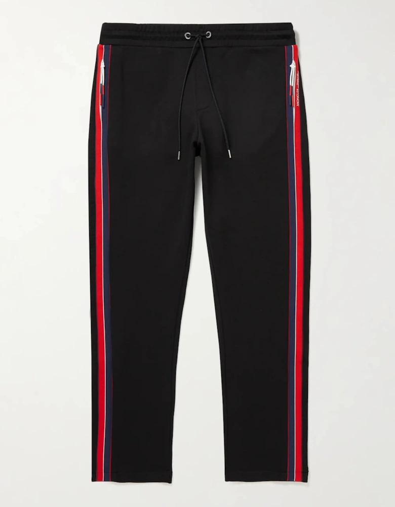 MONCLER STRIPED STRAIGHT LEG SWEATPANTS BLACK