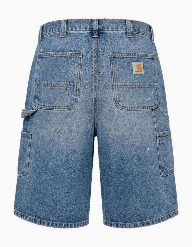 Carhartt WIP Denim OG Single Knee Short Blue Destroy Wash Splatter
