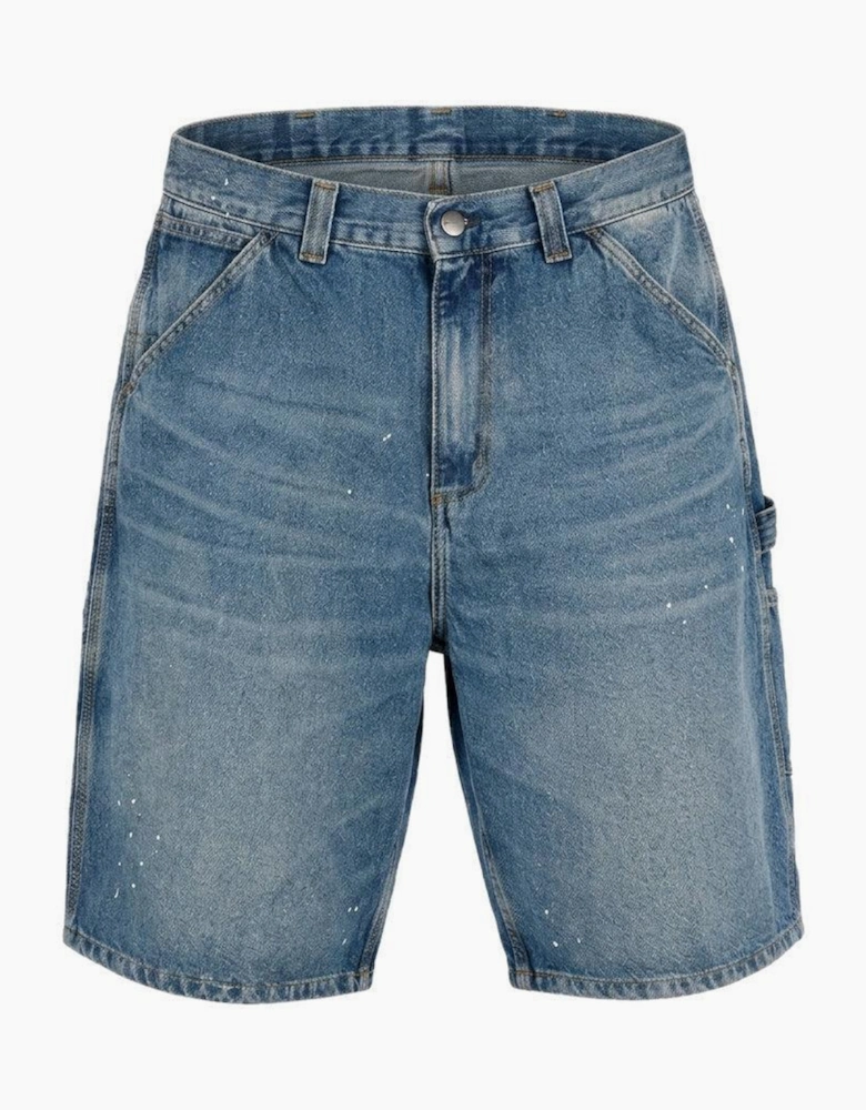 Carhartt WIP Denim OG Single Knee Short Blue Destroy Wash Splatter