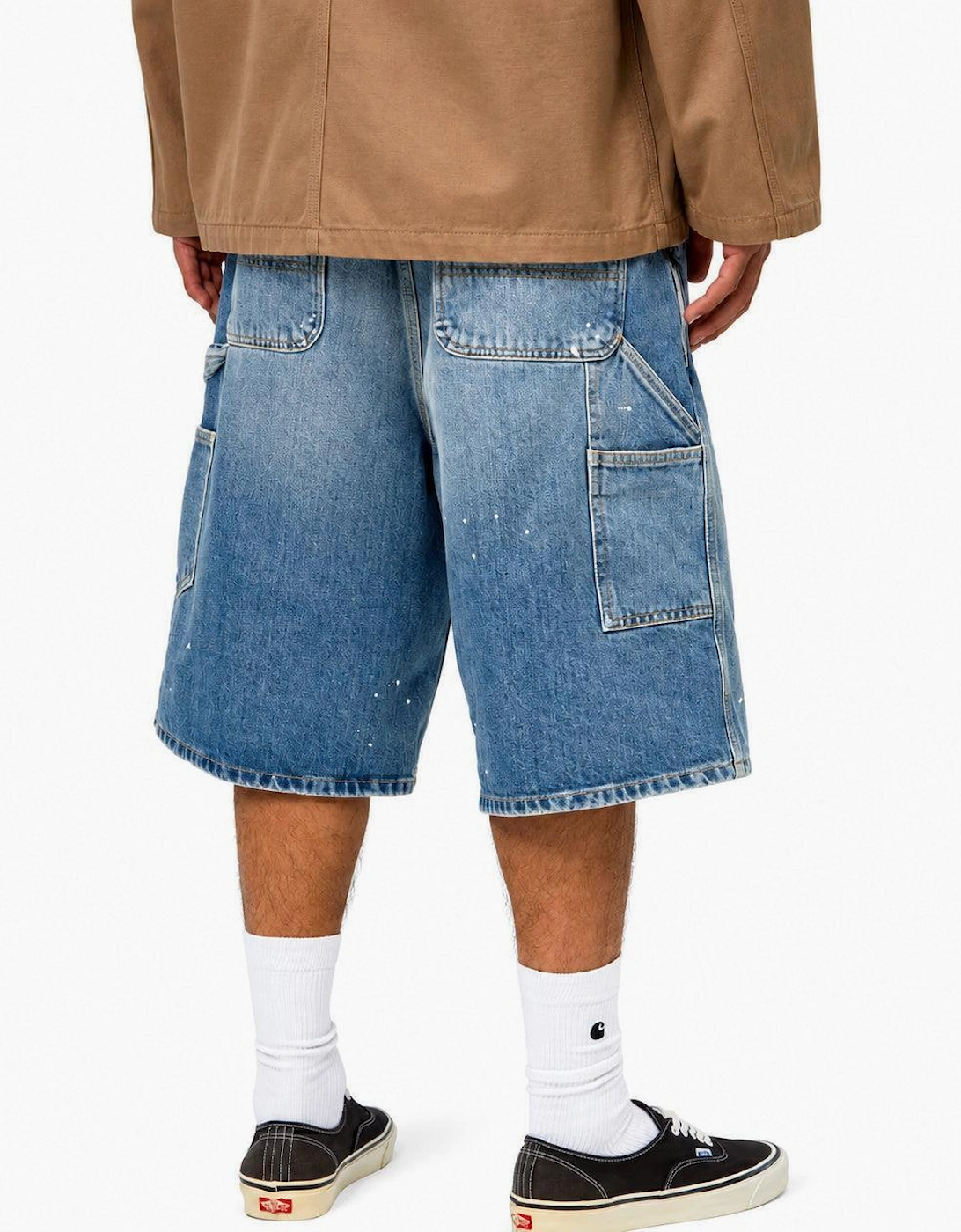 Carhartt WIP Denim OG Single Knee Short Blue Destroy Wash Splatter