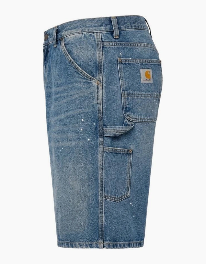 Carhartt WIP Denim OG Single Knee Short Blue Destroy Wash Splatter