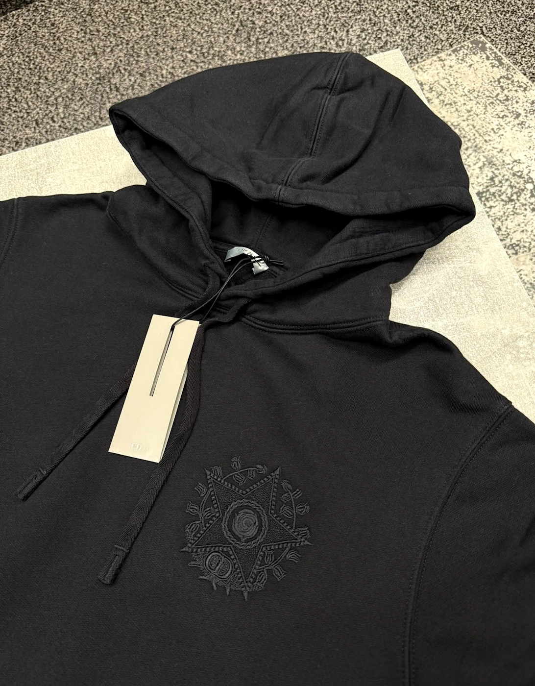 DIOR CD ÉTOILE EMBROIDERED HOODIE BLACK
