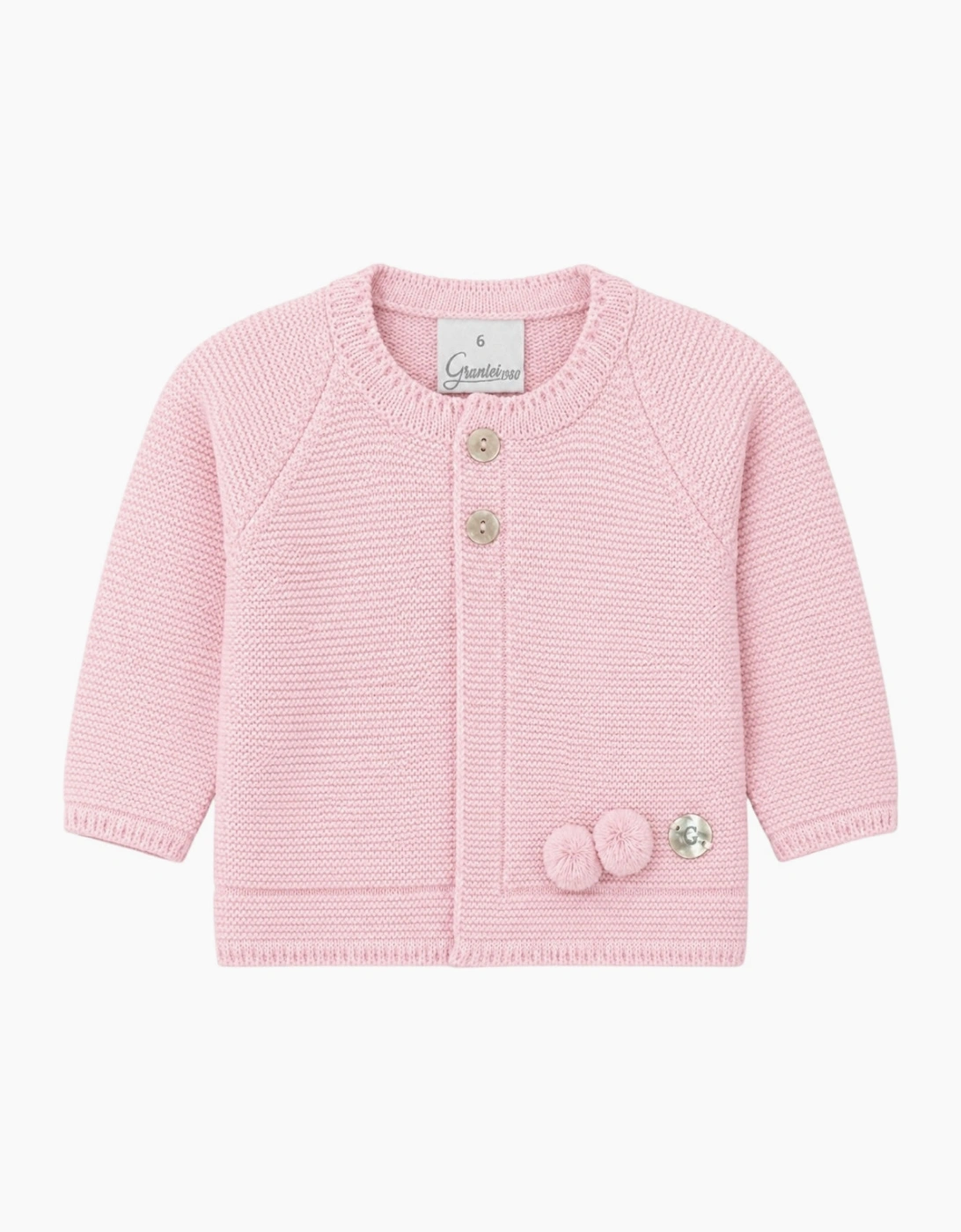 Girls Pale Pink Knit Pom Pom Cardigan