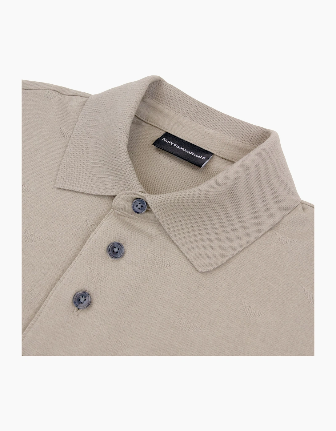 Emporio Armani All Over Micro Eagle Polo Beige