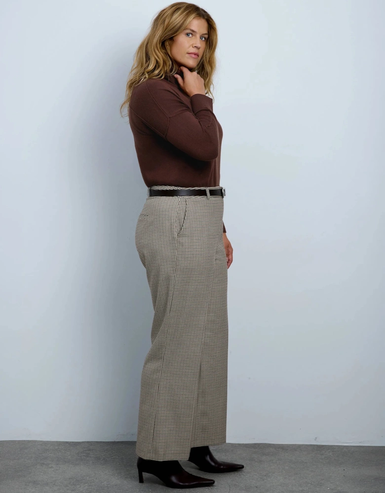 Brown Cotton Cashmere Blend Roll Neck Jumper