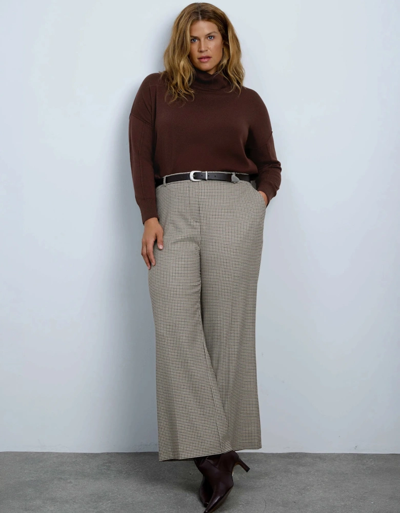 Brown Cotton Cashmere Blend Roll Neck Jumper