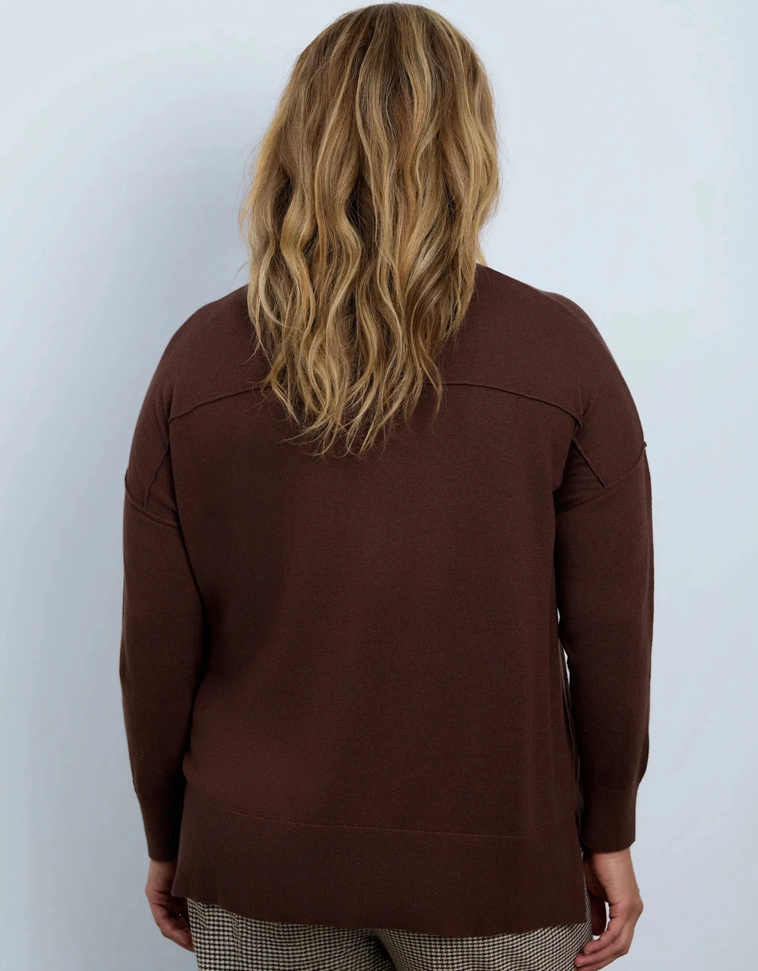 Brown Cotton Cashmere Blend Roll Neck Jumper