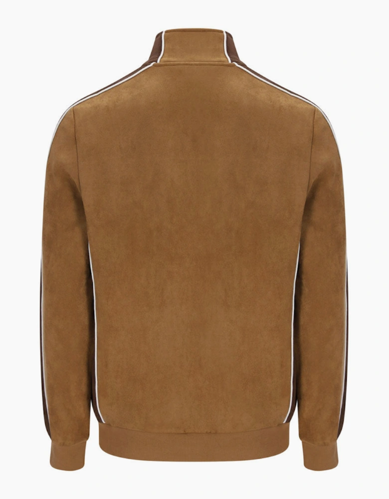 Sergio Tacchini Contrasto Suede Track Top - Golden Brown/Potting Soil/Gardenia