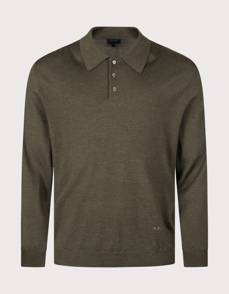 Regular Fit Knitted Long Sleeve Riou Polo Shirt