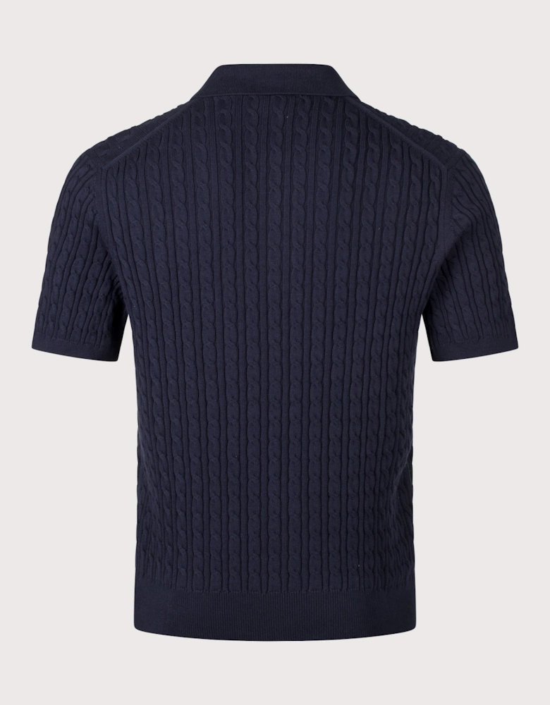 Regular Fit Cable Knitted Polo Shirt